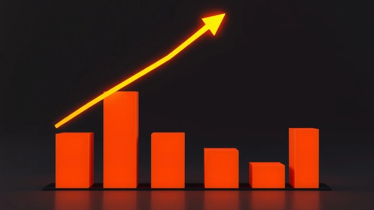 Gráfico de barras em crescimento com seta para cima, representando a gestão de tráfego pago