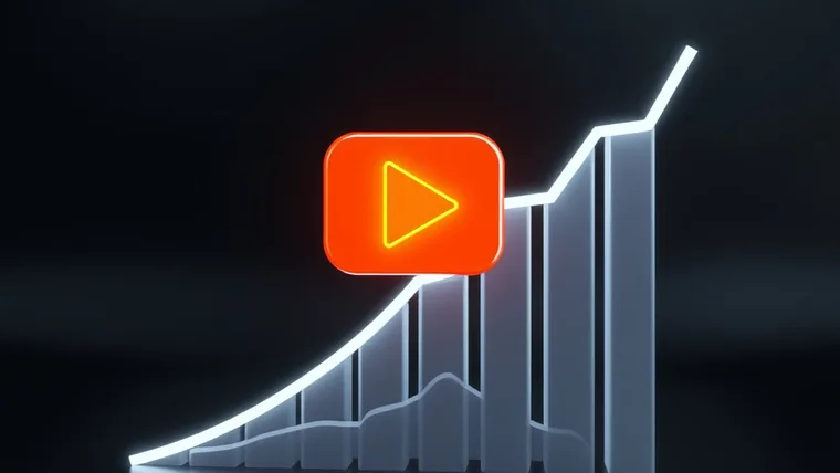 Botão de play sobre gráfico em crescimento